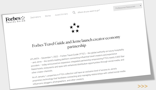 Forbes Travel Guide and Jerne launch creator economy partnership